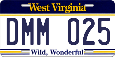 WV license plate DMM025