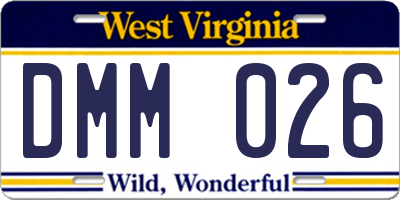 WV license plate DMM026