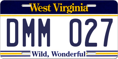 WV license plate DMM027