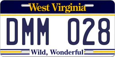 WV license plate DMM028