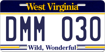 WV license plate DMM030