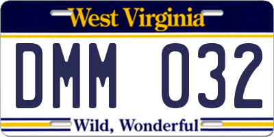 WV license plate DMM032