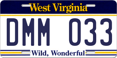 WV license plate DMM033