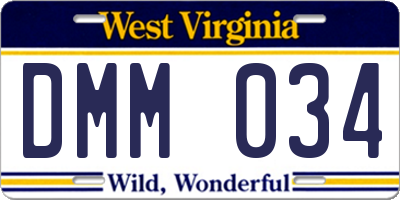 WV license plate DMM034