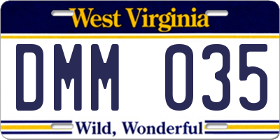 WV license plate DMM035