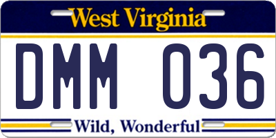 WV license plate DMM036