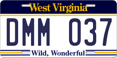 WV license plate DMM037