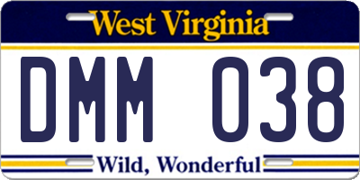 WV license plate DMM038