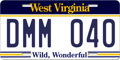 WV license plate DMM040