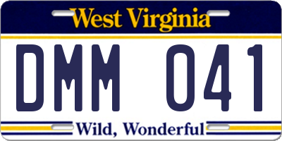 WV license plate DMM041