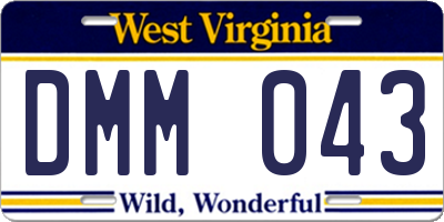 WV license plate DMM043