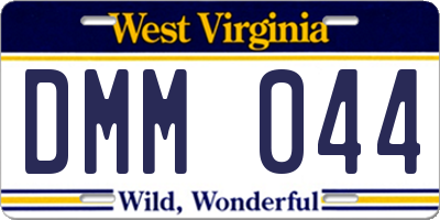 WV license plate DMM044