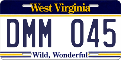 WV license plate DMM045