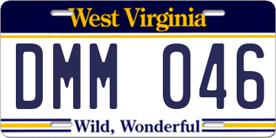 WV license plate DMM046