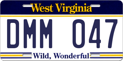 WV license plate DMM047