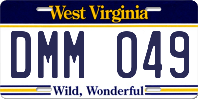 WV license plate DMM049