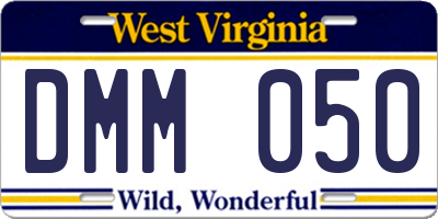 WV license plate DMM050