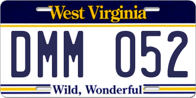 WV license plate DMM052