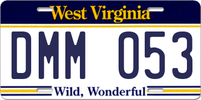 WV license plate DMM053