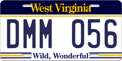 WV license plate DMM056