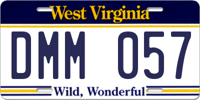 WV license plate DMM057