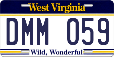 WV license plate DMM059