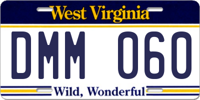 WV license plate DMM060