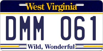 WV license plate DMM061