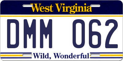 WV license plate DMM062