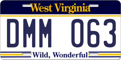 WV license plate DMM063