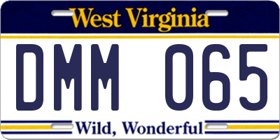 WV license plate DMM065