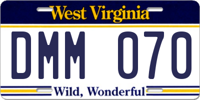 WV license plate DMM070