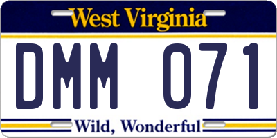 WV license plate DMM071