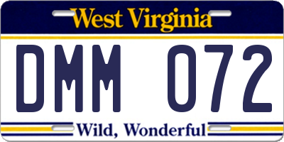 WV license plate DMM072