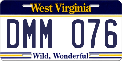 WV license plate DMM076