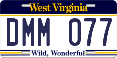 WV license plate DMM077