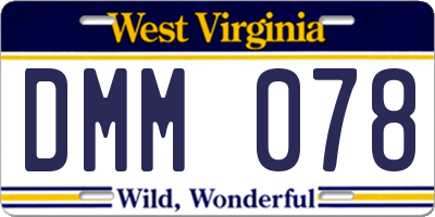 WV license plate DMM078