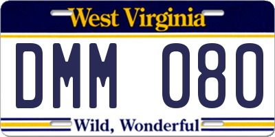 WV license plate DMM080