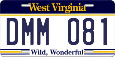 WV license plate DMM081