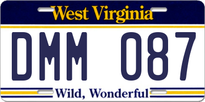 WV license plate DMM087