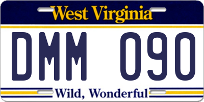 WV license plate DMM090