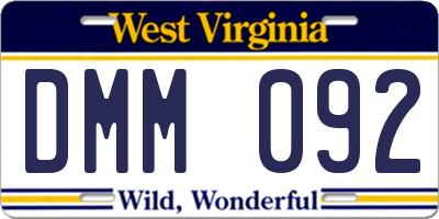 WV license plate DMM092