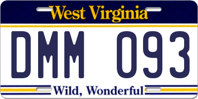 WV license plate DMM093