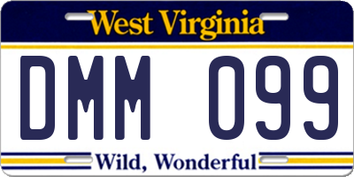 WV license plate DMM099