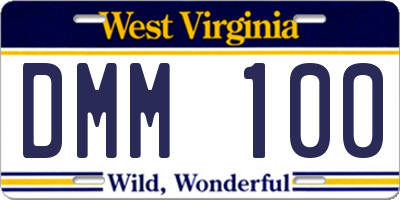 WV license plate DMM100