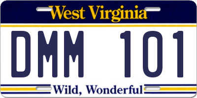 WV license plate DMM101