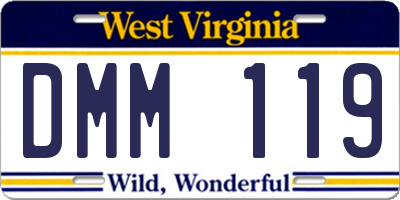 WV license plate DMM119