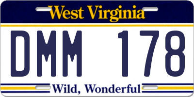 WV license plate DMM178
