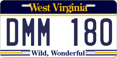 WV license plate DMM180
