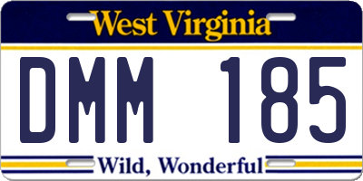 WV license plate DMM185